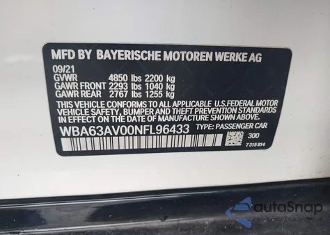 2022 BMW 430I Gran Coupe z USA, uszkodzony, nr VIN WBA63AV00NFL96433